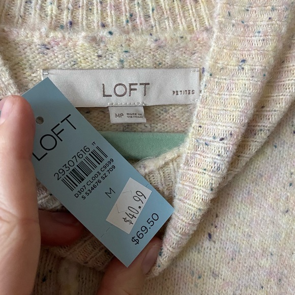 NWT - LOFT - Cape Mock Neck Sweater - Cream (tunic style) - Medium Petite - Picture 6 of 11